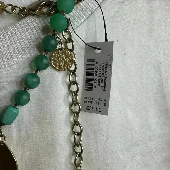 Chico’s Green multi-stone with charm Necklace 40” - Picture 4 of 4